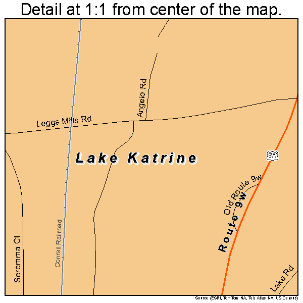 Lake Katrine, New York road map detail