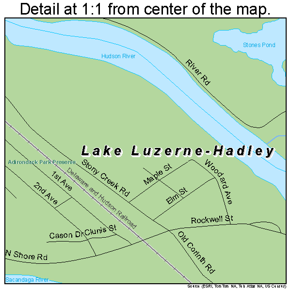 Lake Luzerne-Hadley, New York road map detail