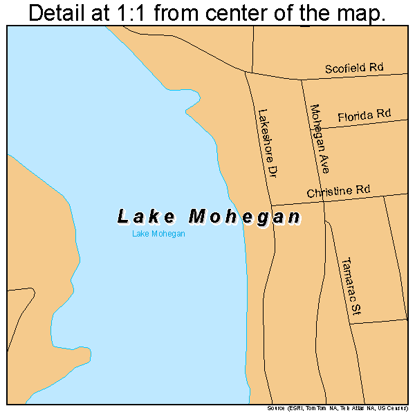 Lake Mohegan, New York road map detail