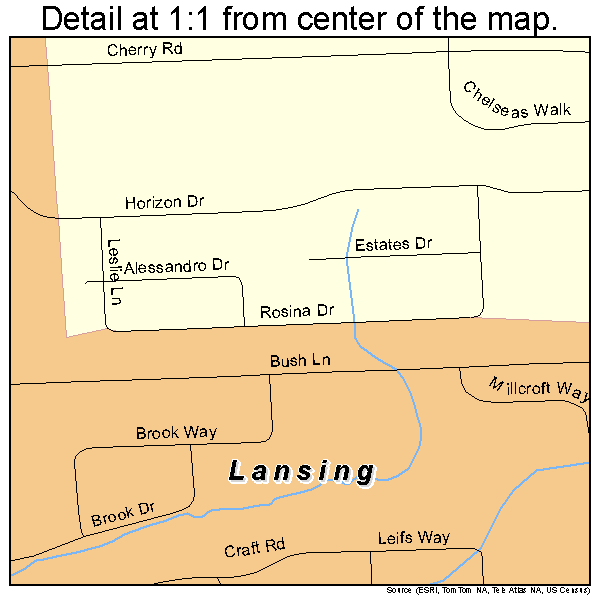 Lansing, New York road map detail