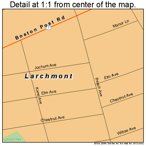 Larchmont, New York road map detail