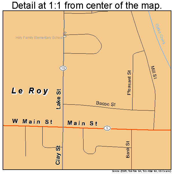 Le Roy, New York road map detail