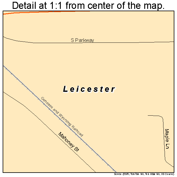 Leicester, New York road map detail