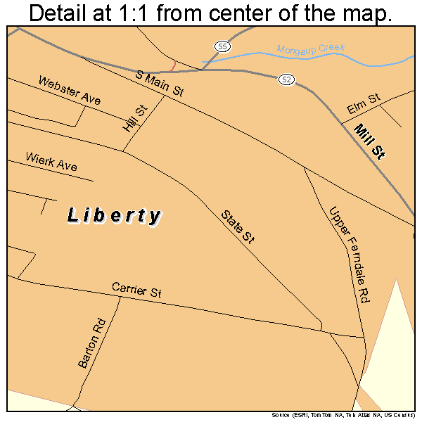 Liberty, New York road map detail