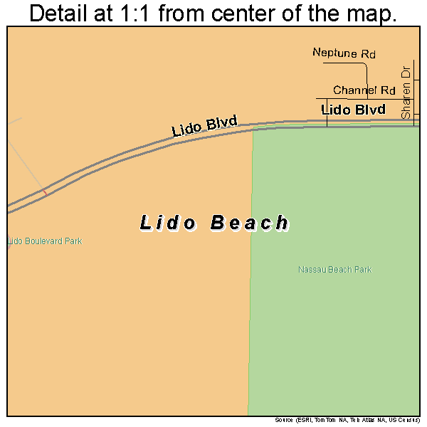 Lido Beach, New York road map detail