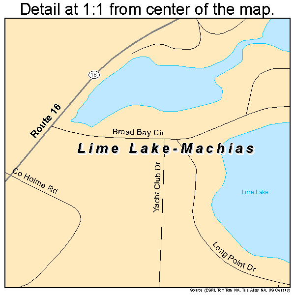 Lime Lake-Machias, New York road map detail
