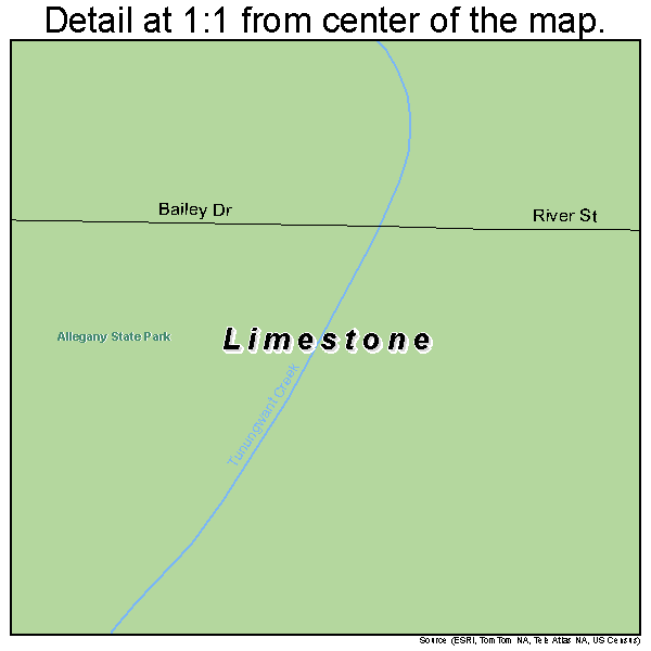 Limestone, New York road map detail