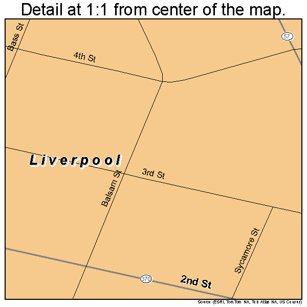 Liverpool, New York road map detail