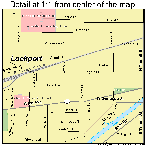 Lockport, New York road map detail