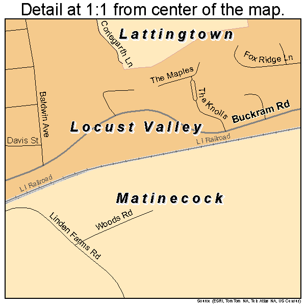 Locust Valley, New York road map detail