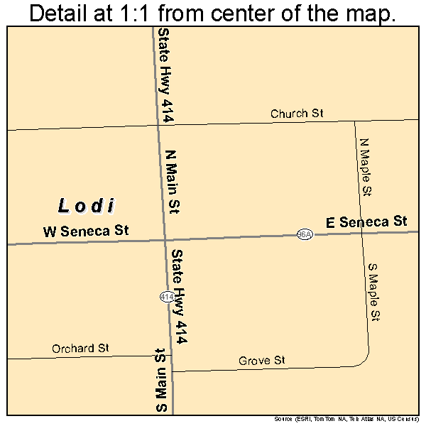 Lodi, New York road map detail