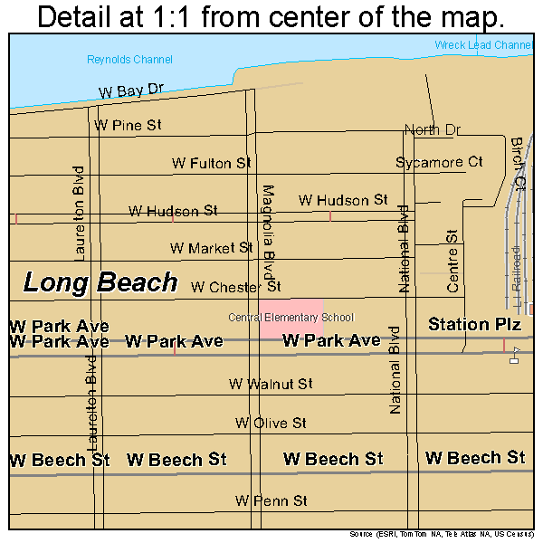 Long Beach, New York road map detail
