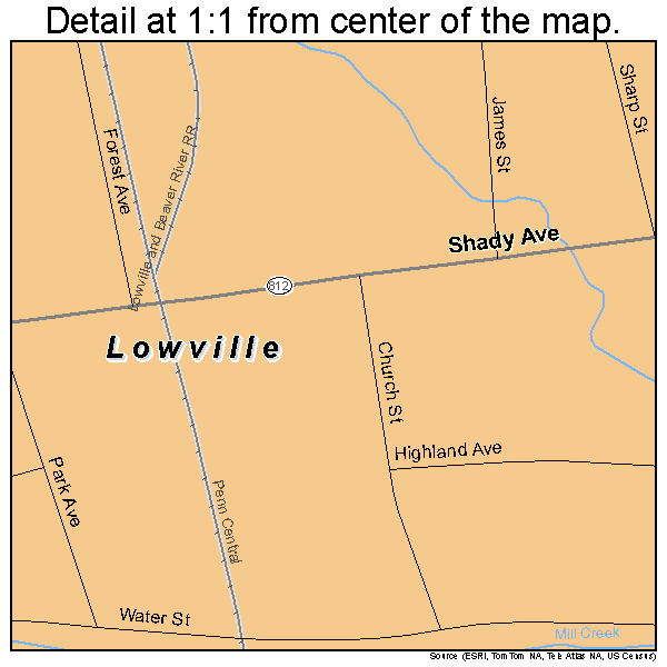 Lowville, New York road map detail