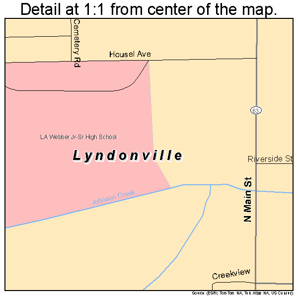 Lyndonville, New York road map detail