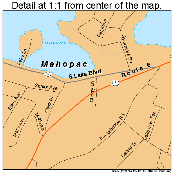 Mahopac, New York road map detail