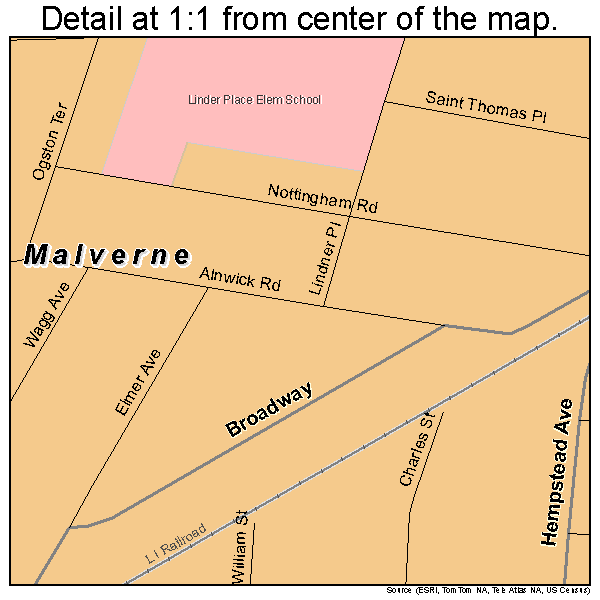Malverne, New York road map detail