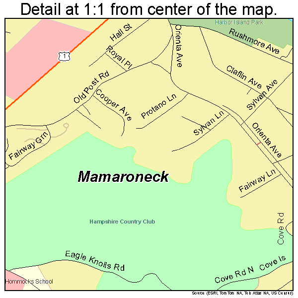 Mamaroneck, New York road map detail