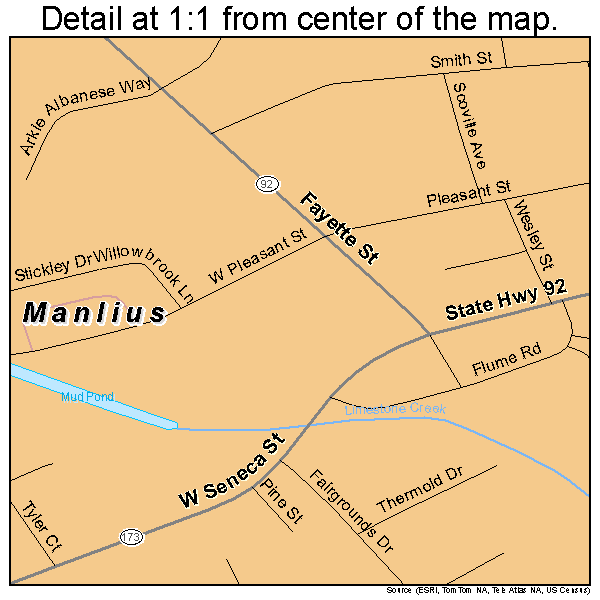 Manlius, New York road map detail