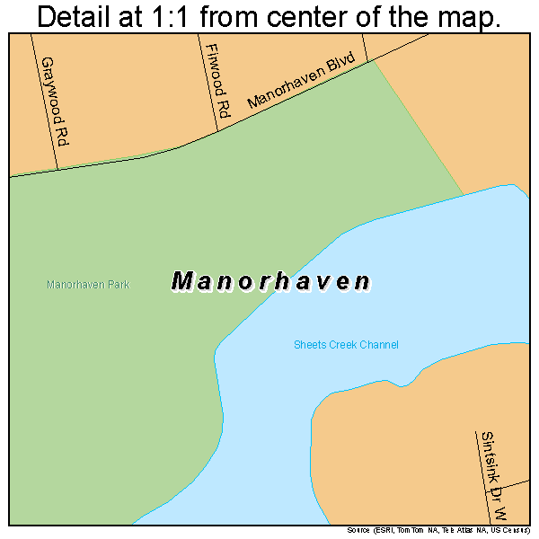 Manorhaven, New York road map detail