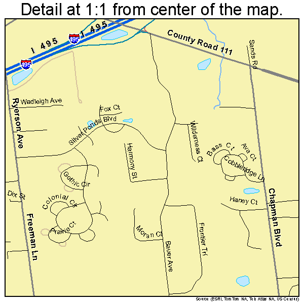 Manorville, New York road map detail