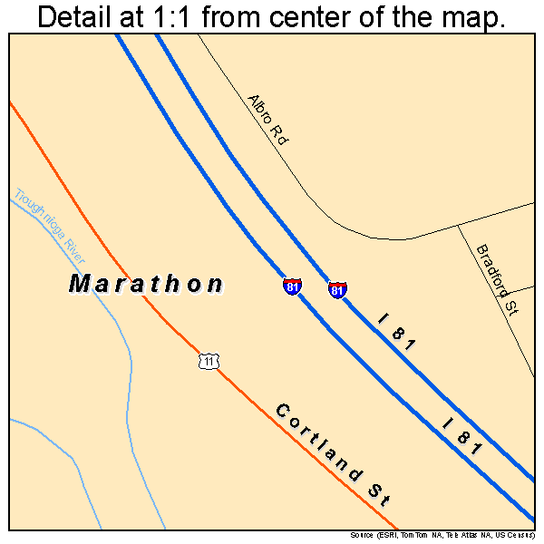 Marathon, New York road map detail
