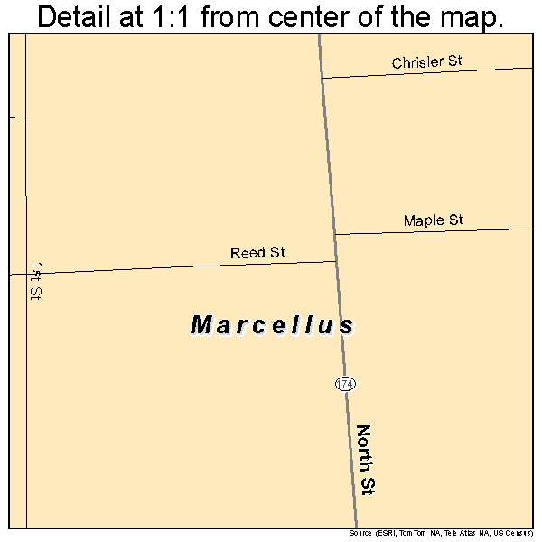 Marcellus, New York road map detail