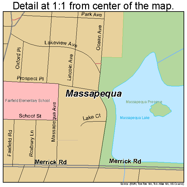Massapequa, New York road map detail