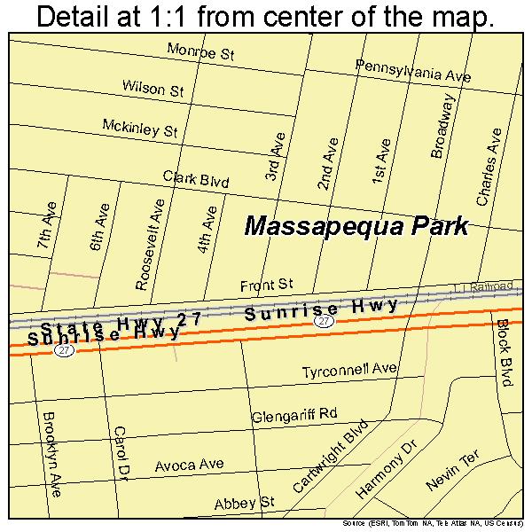 Massapequa Park, New York road map detail