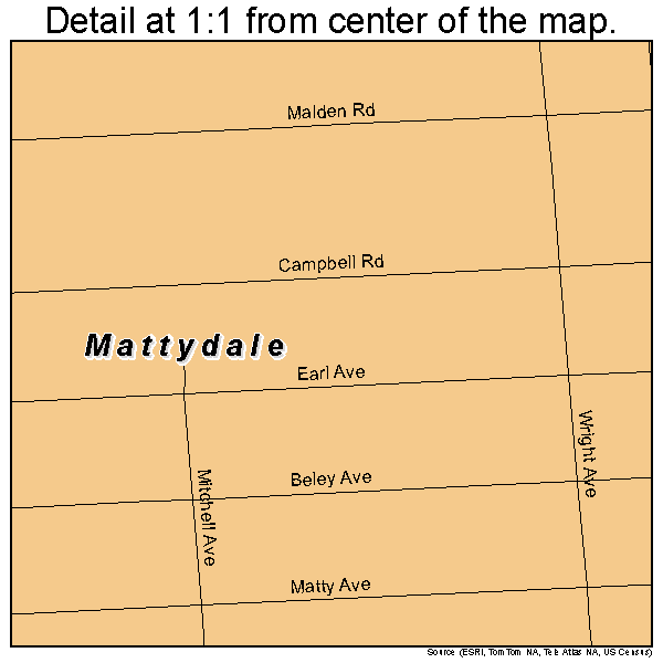 Mattydale, New York road map detail