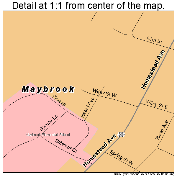 Maybrook, New York road map detail