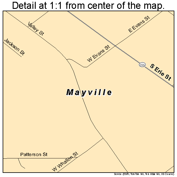 Mayville, New York road map detail