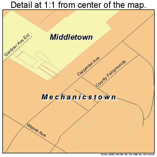 Mechanicstown, New York road map detail
