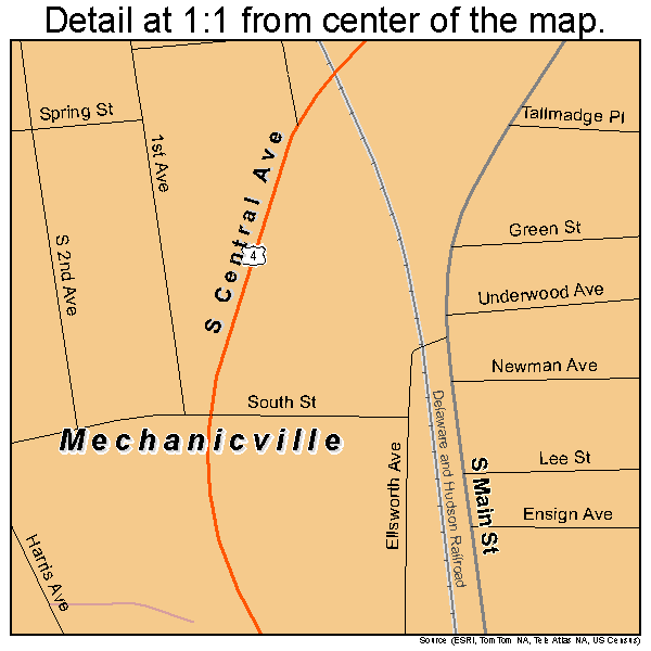Mechanicville, New York road map detail