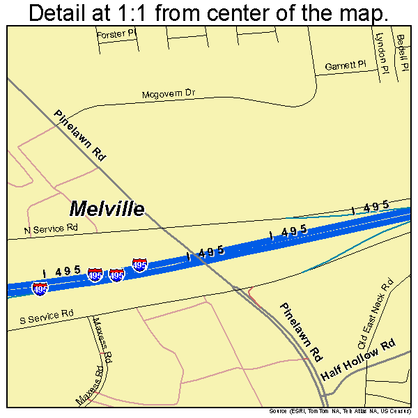 Melville, New York road map detail