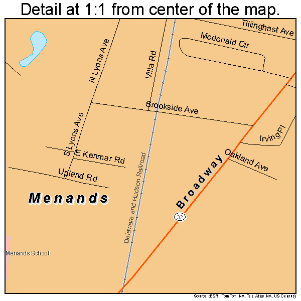Menands, New York road map detail