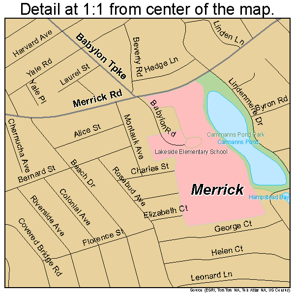 Merrick, New York road map detail