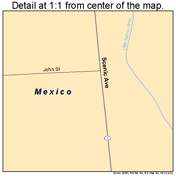 Mexico, New York road map detail