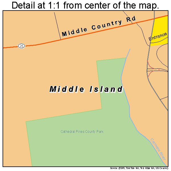 Middle Island, New York road map detail