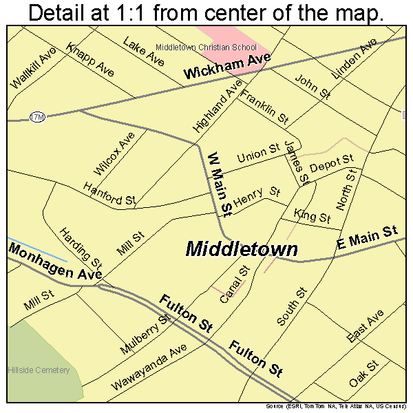 Middletown, New York road map detail