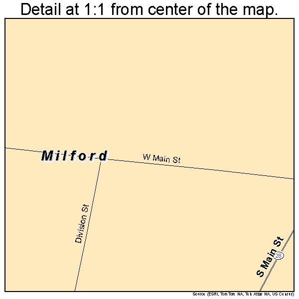 Milford, New York road map detail