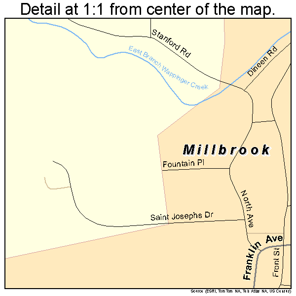 Millbrook, New York road map detail