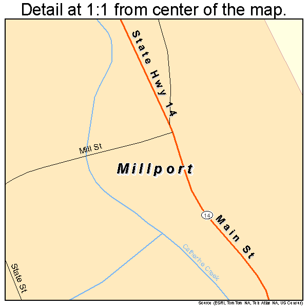 Millport, New York road map detail