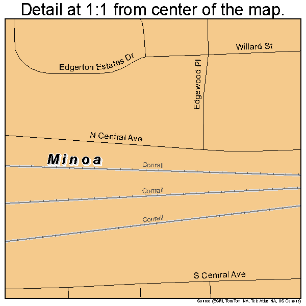 Minoa, New York road map detail