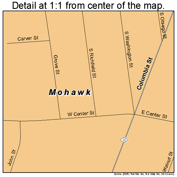 Mohawk, New York road map detail