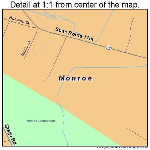 Monroe, New York road map detail