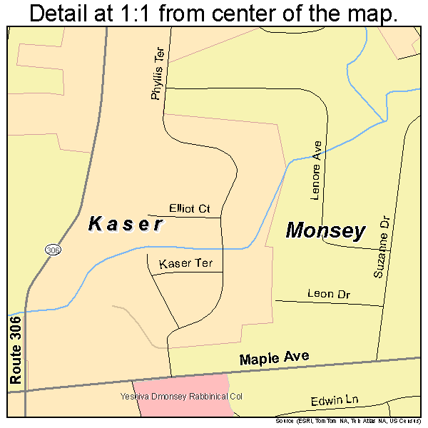 Monsey, New York road map detail