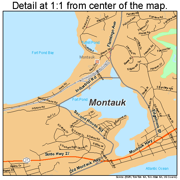 Montauk, New York road map detail