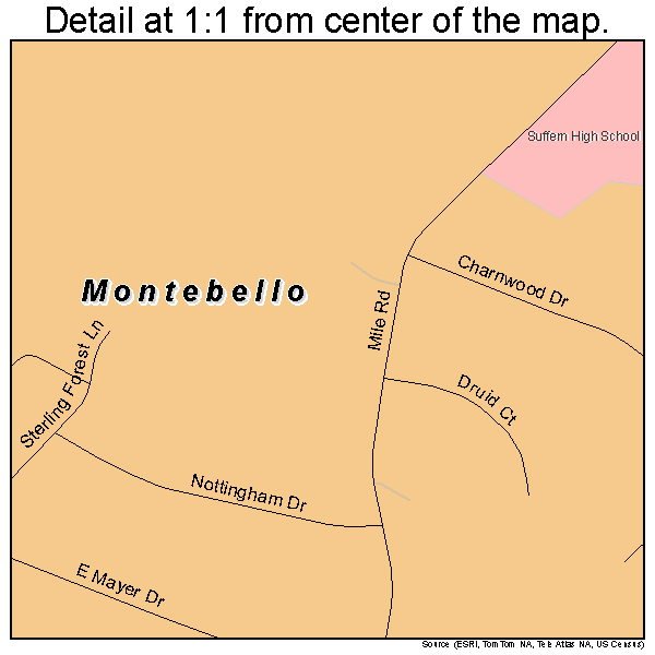 Montebello, New York road map detail