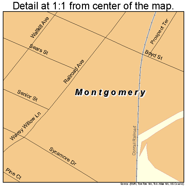 Montgomery, New York road map detail