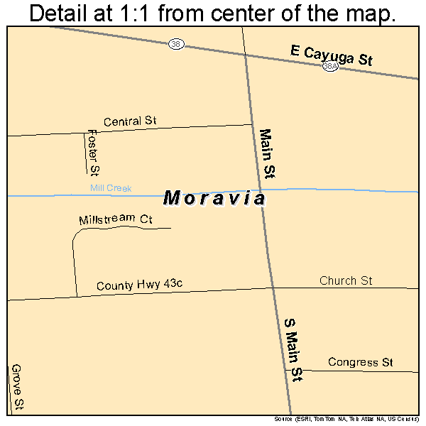 Moravia, New York road map detail